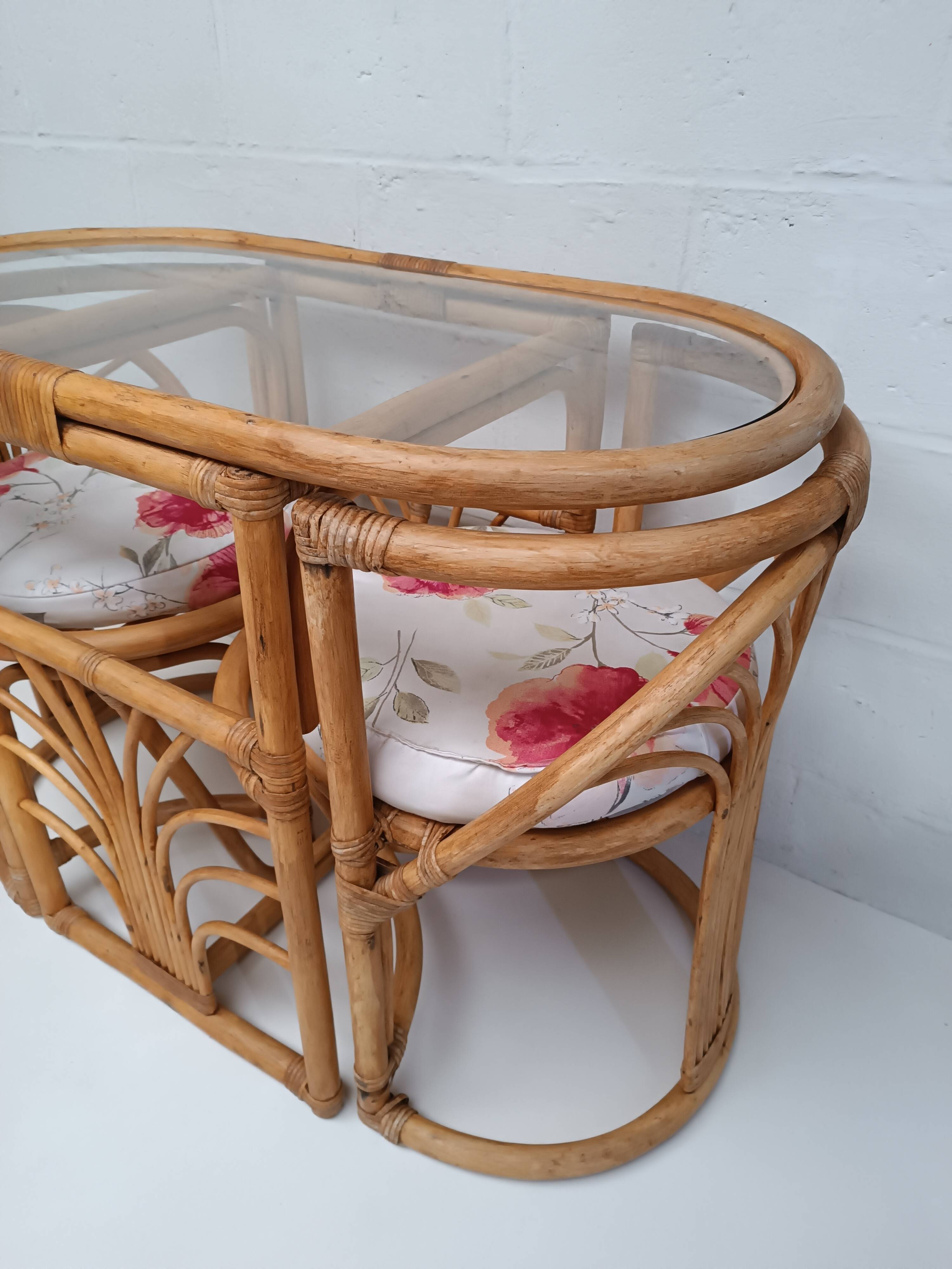 Vintage rattan table and chairs set