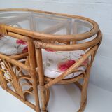 Ensemble table et chaises rotin vintage