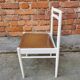 Vintage stol kamnik dining chair: white beech wood, brown leather seat