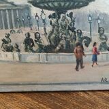 Adrien Raphaël Noulin huile sur toile Naïf/Paris,  la Concorde.