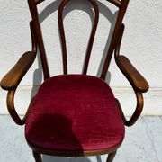 Thonet Vienna bistro chair in bent wood, velvet seat – circa 19