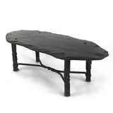 French wrought iron and slate coffee table