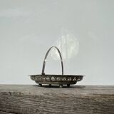 Oval dish with silver-plated metal handle