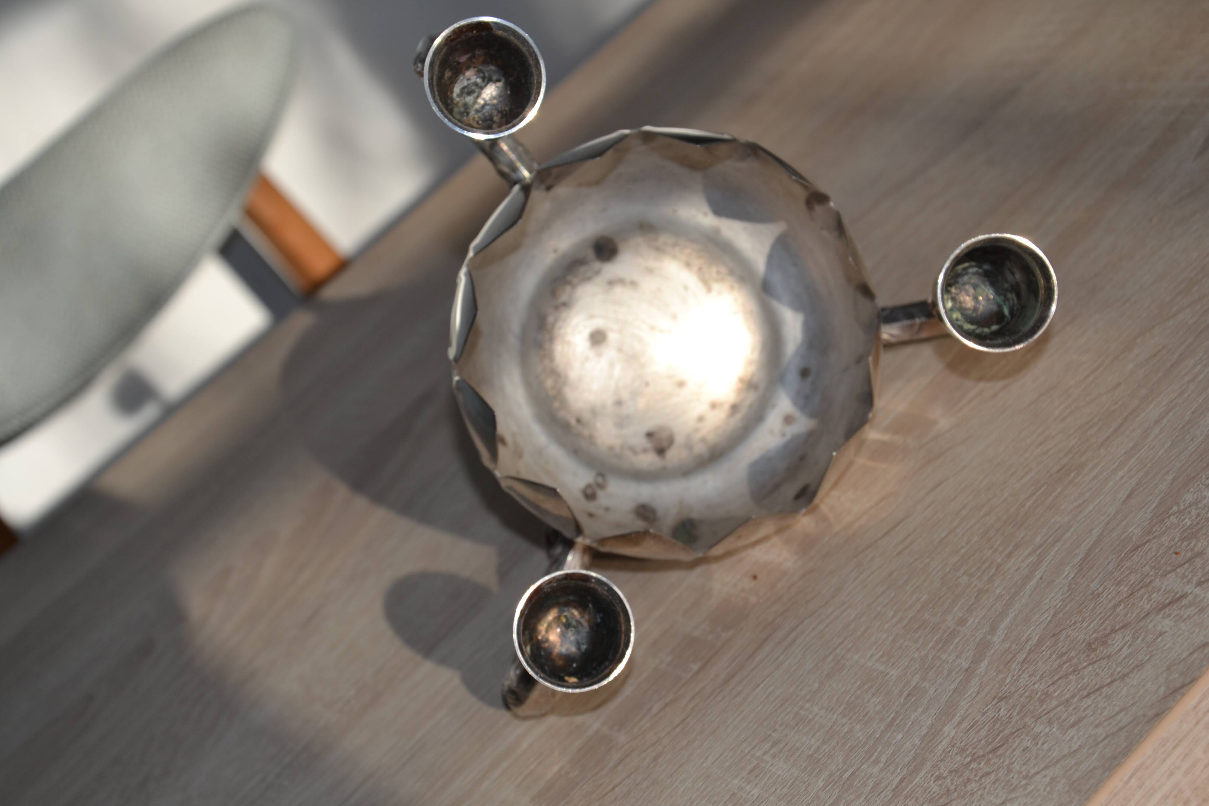 Silver-plated metal flower spike candlestick