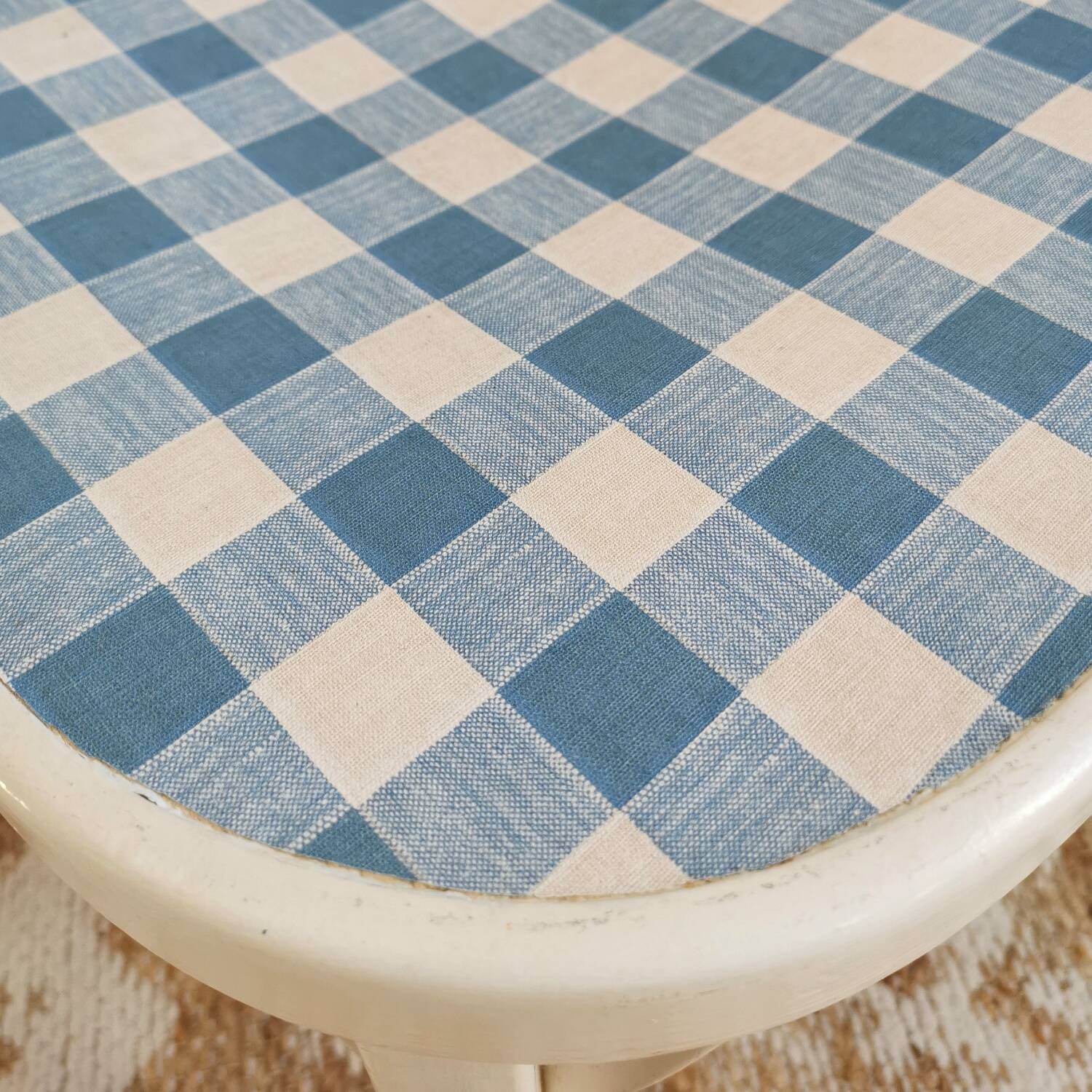 Baumann vintage bistro chair in white and blue gingham