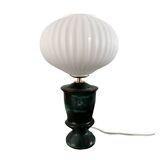 Geometric table lamp with pleated opaline shade