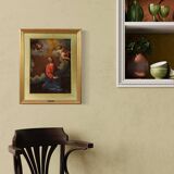 Antique Italian painting Christ with angels from the 17th century