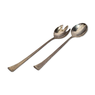 Italian metal salad set with silver patina