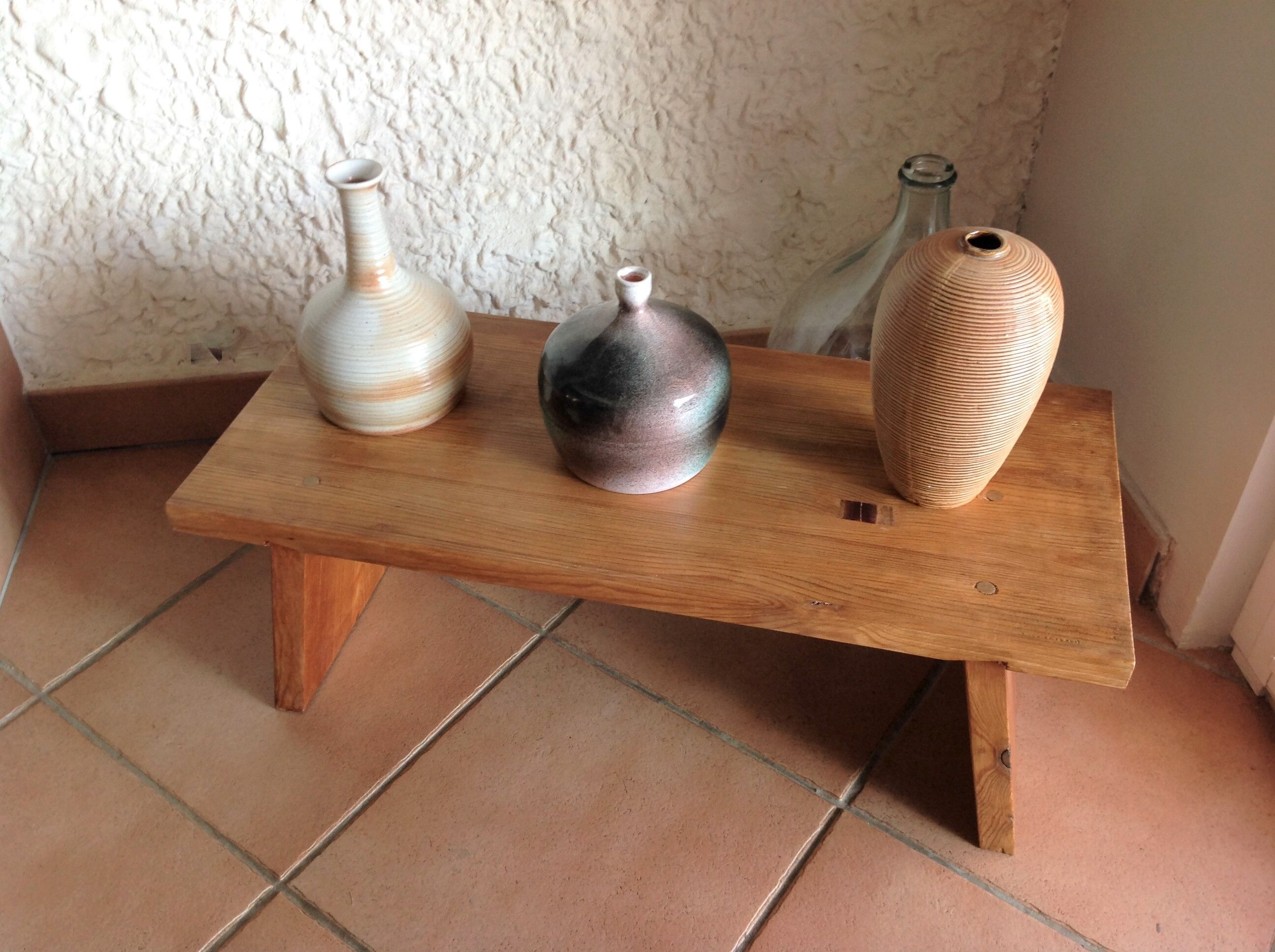 Low console in pine Scandinavian style / vintage 60s-70s