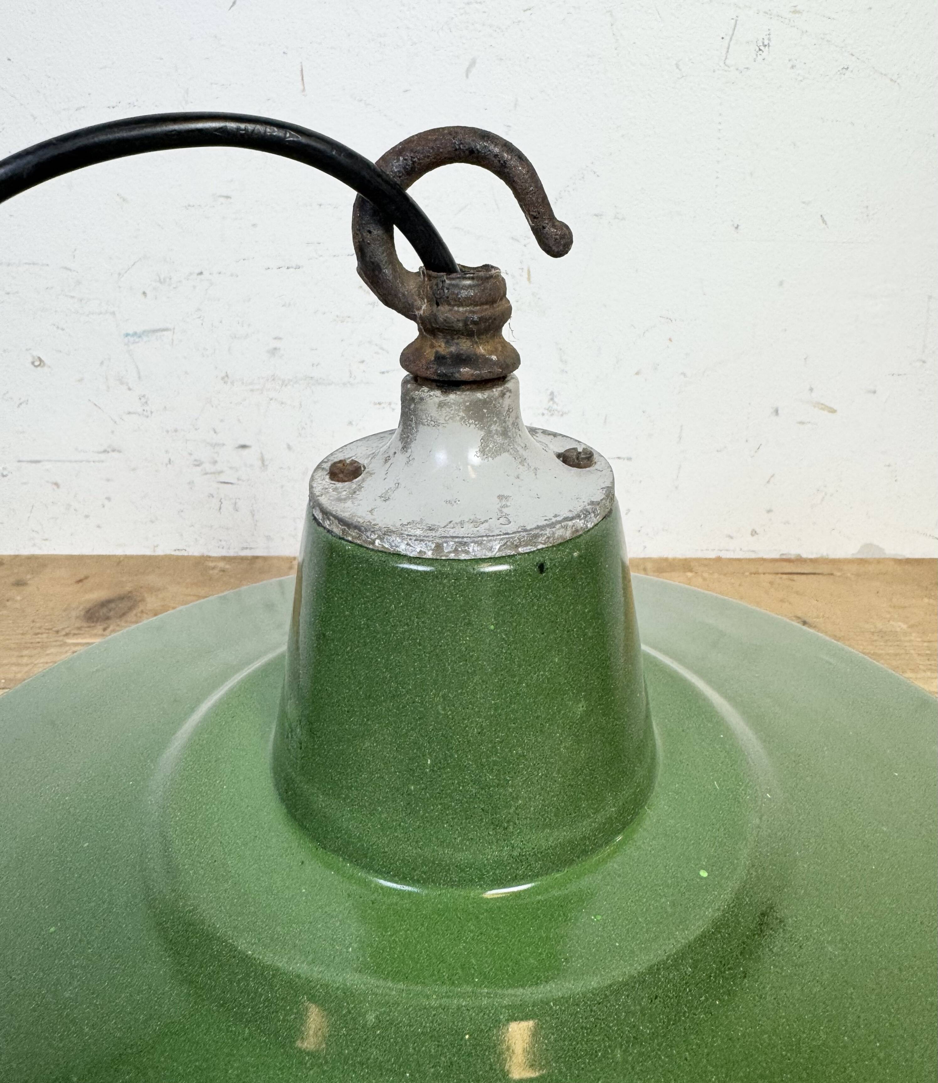 Industrial Green Enamel Factory Pendant Lamp, 1960s