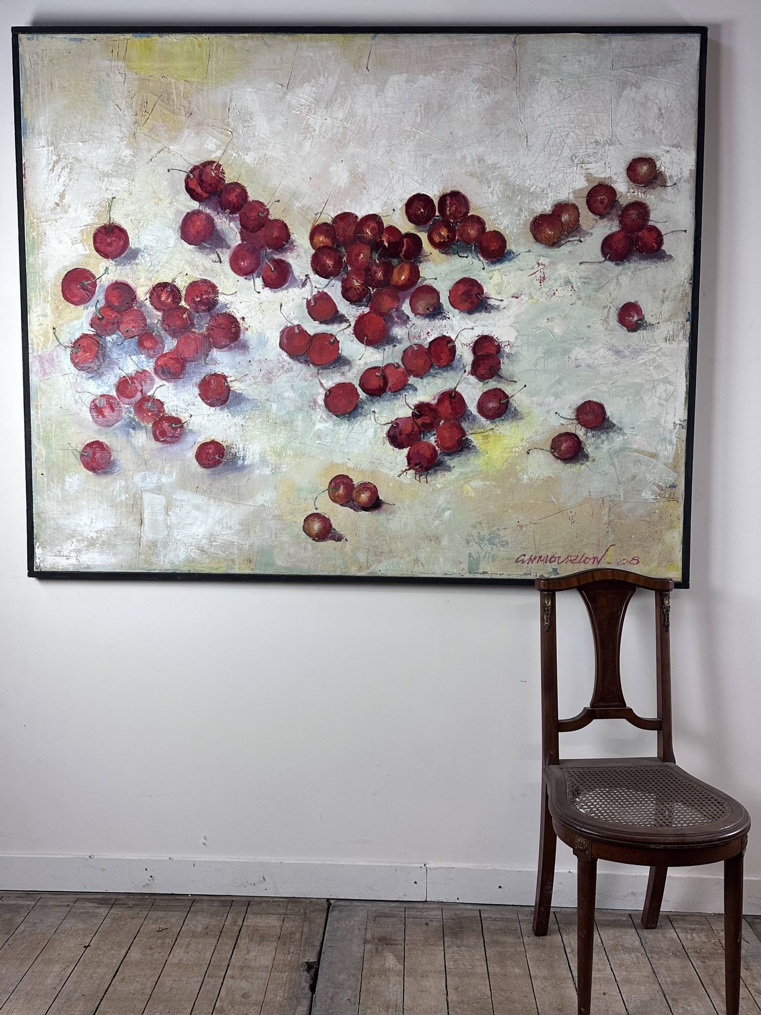 Oil painting on canvas "the cherries" signed g. mourlon