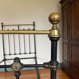 Victorian bed wrought iron and brass