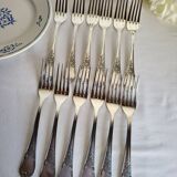 12 large silver-plated metal table forks by Guildart