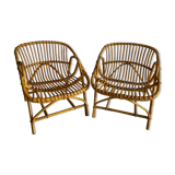Pair of rattan basket chairs