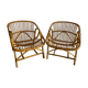 Paire de fauteuils corbeille en rotin