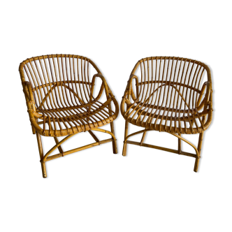 Pair of rattan basket chairs