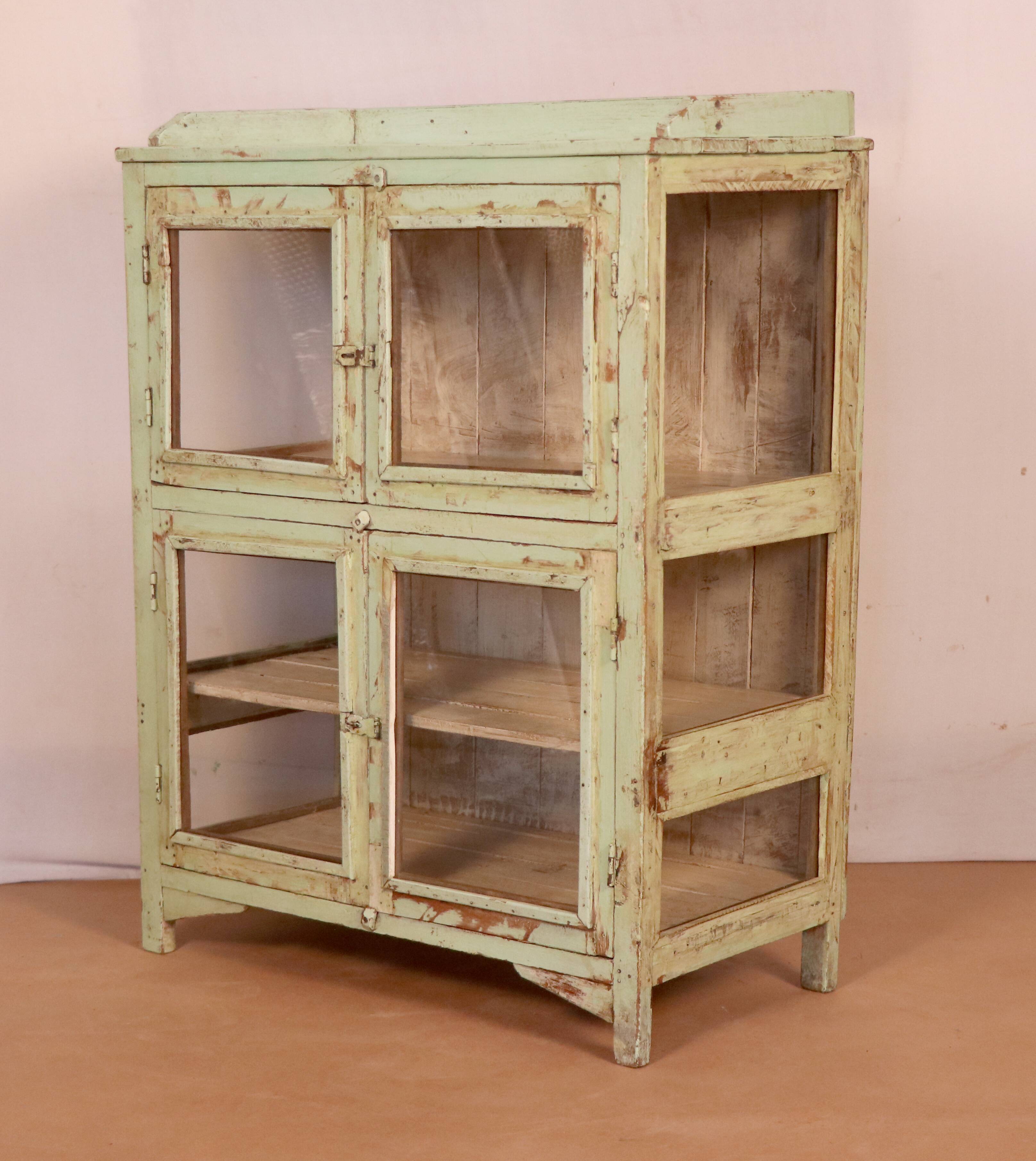 Old Burmese teak dresser original pistachio green patina