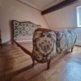 Louis XV style bed frame in solid cherry wood