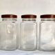 Trio bocaux verre quadrillé bouchon vintage