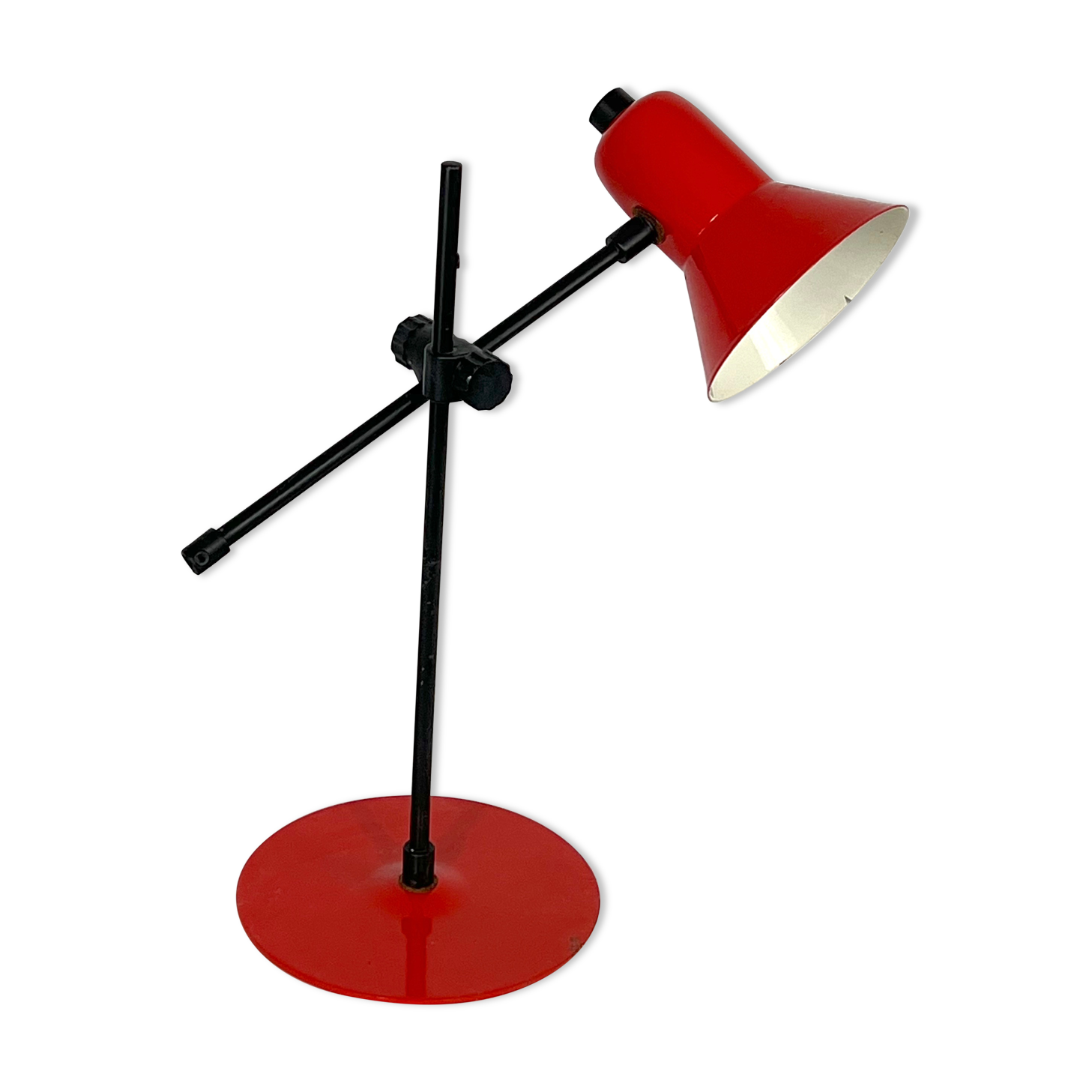 Vintage red table lamp by Veneta Lumi. Italy 1970s