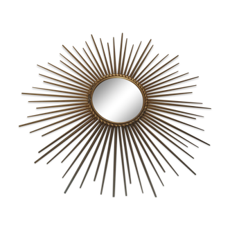 Miroir soleil Chaty Vallauris en métal doré de  71 cm signé années 50 / 60