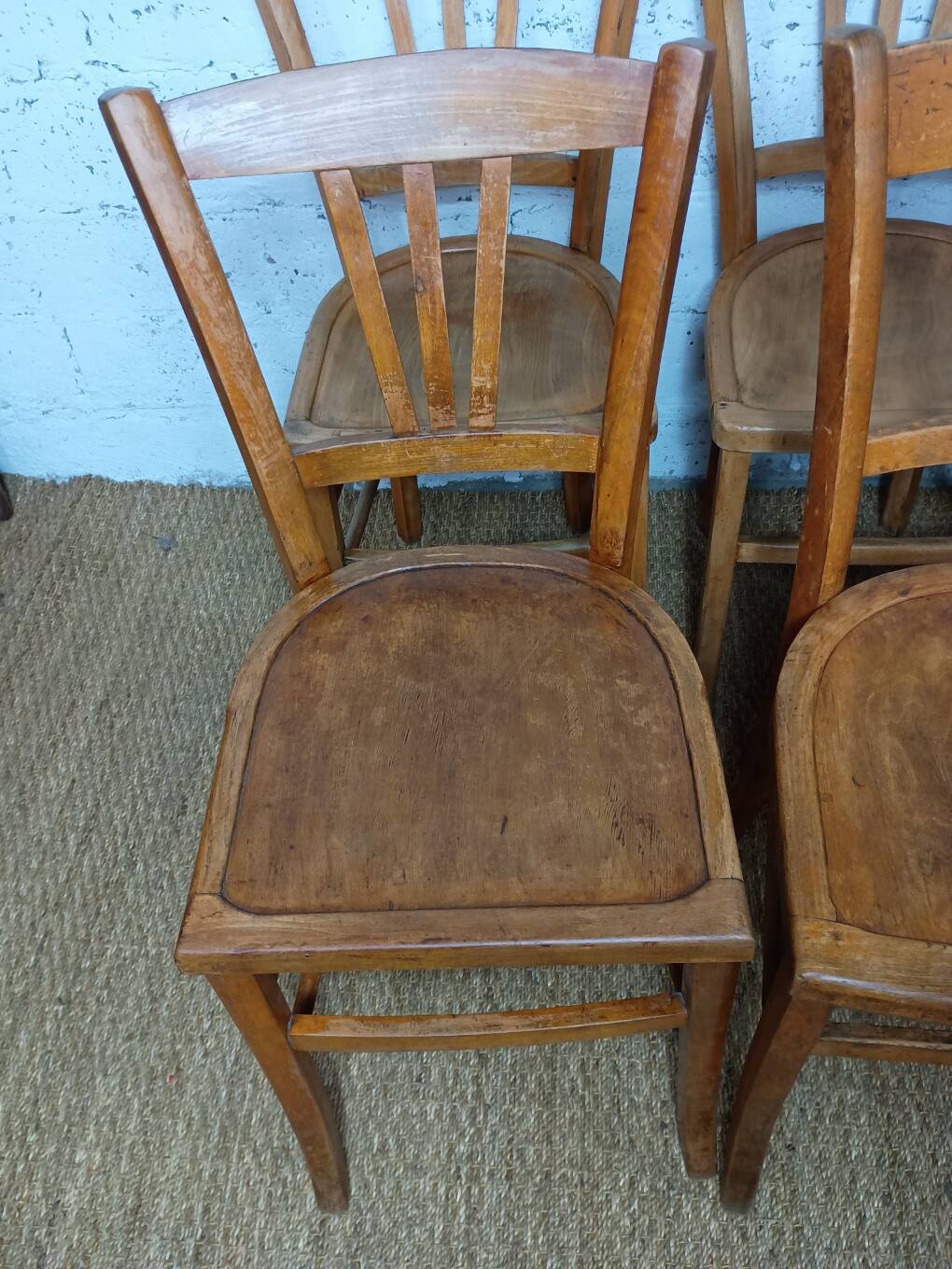 Ensemble de 10 chaises bistrot années 1950-60 vintage Luterma