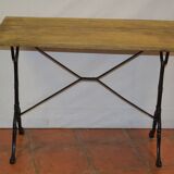 Cast iron bistro table and oak tray