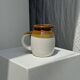 Small two-tone white and brown pitcher Made in China