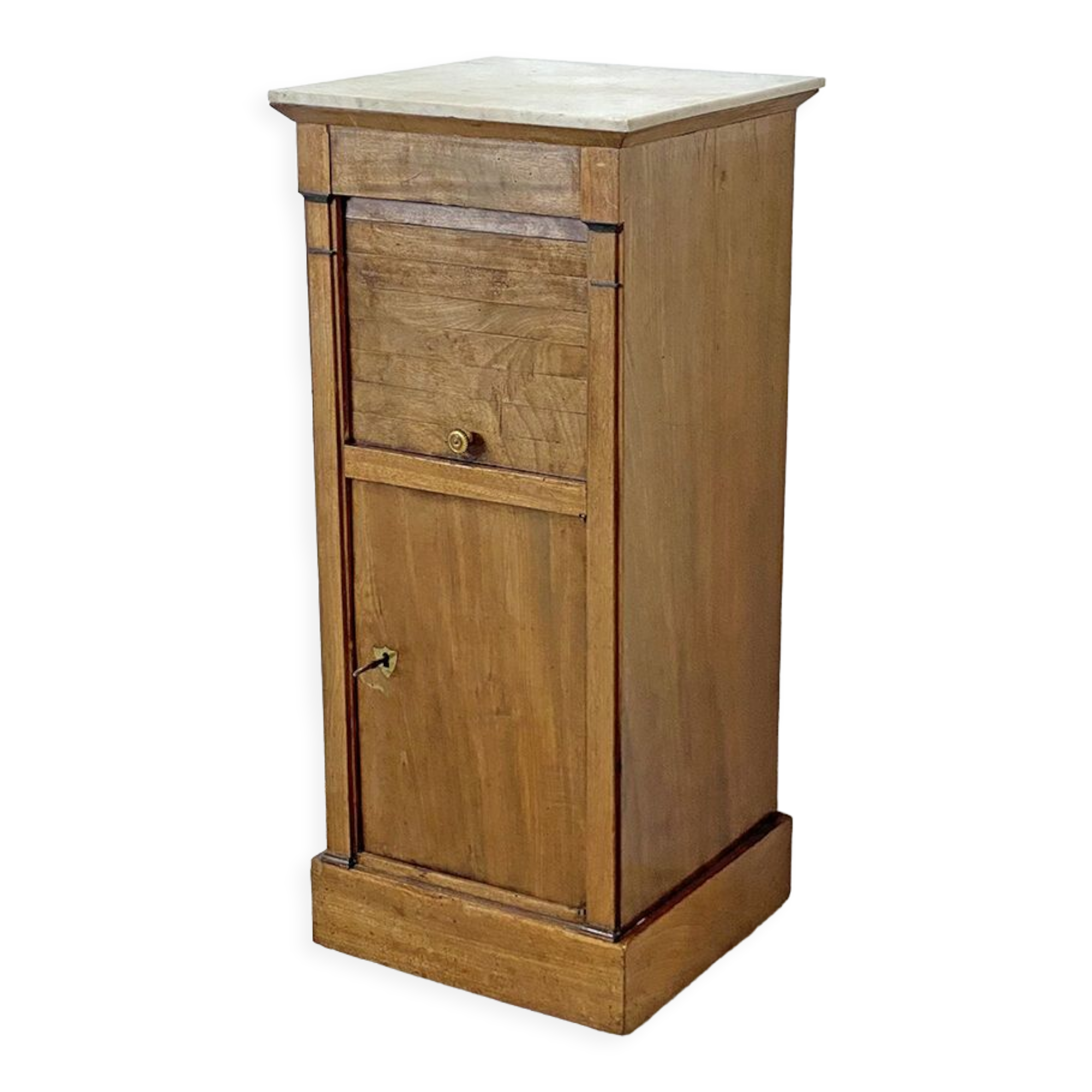 Bedside table 1940 sliding shutter and white marble