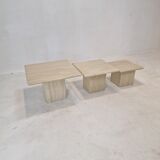 Set of 3 italian travertine coffee or side tables, 1980s