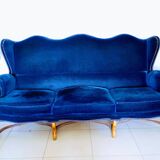 3 seater blue velvet sofa