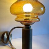 Vintage bubble glass brass applique