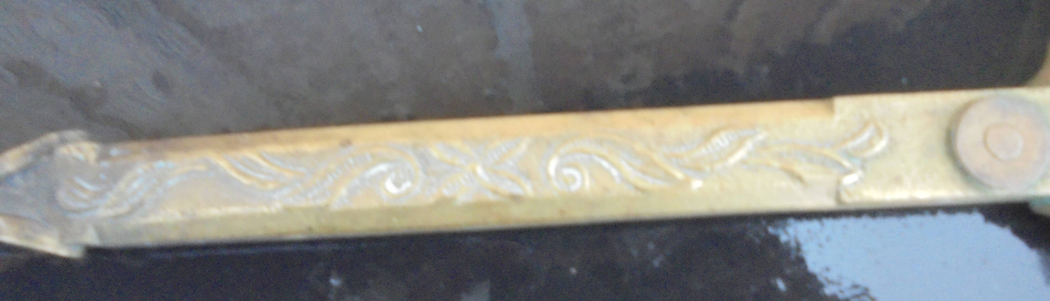 Zoomorphic bronze fireplace shovel and tongs