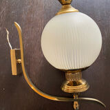 Pair of brass and opaline sconces