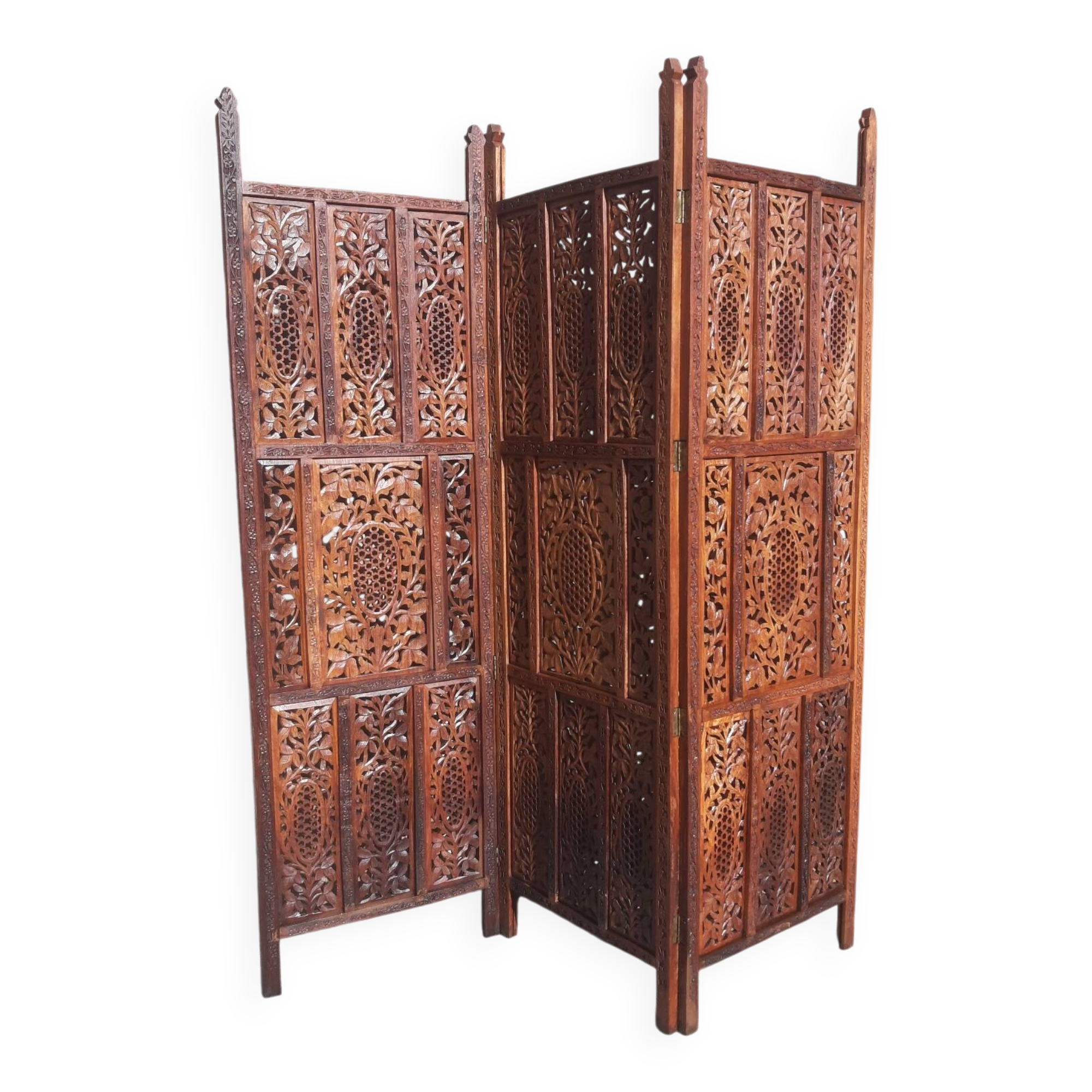 Carved solid wood screen.