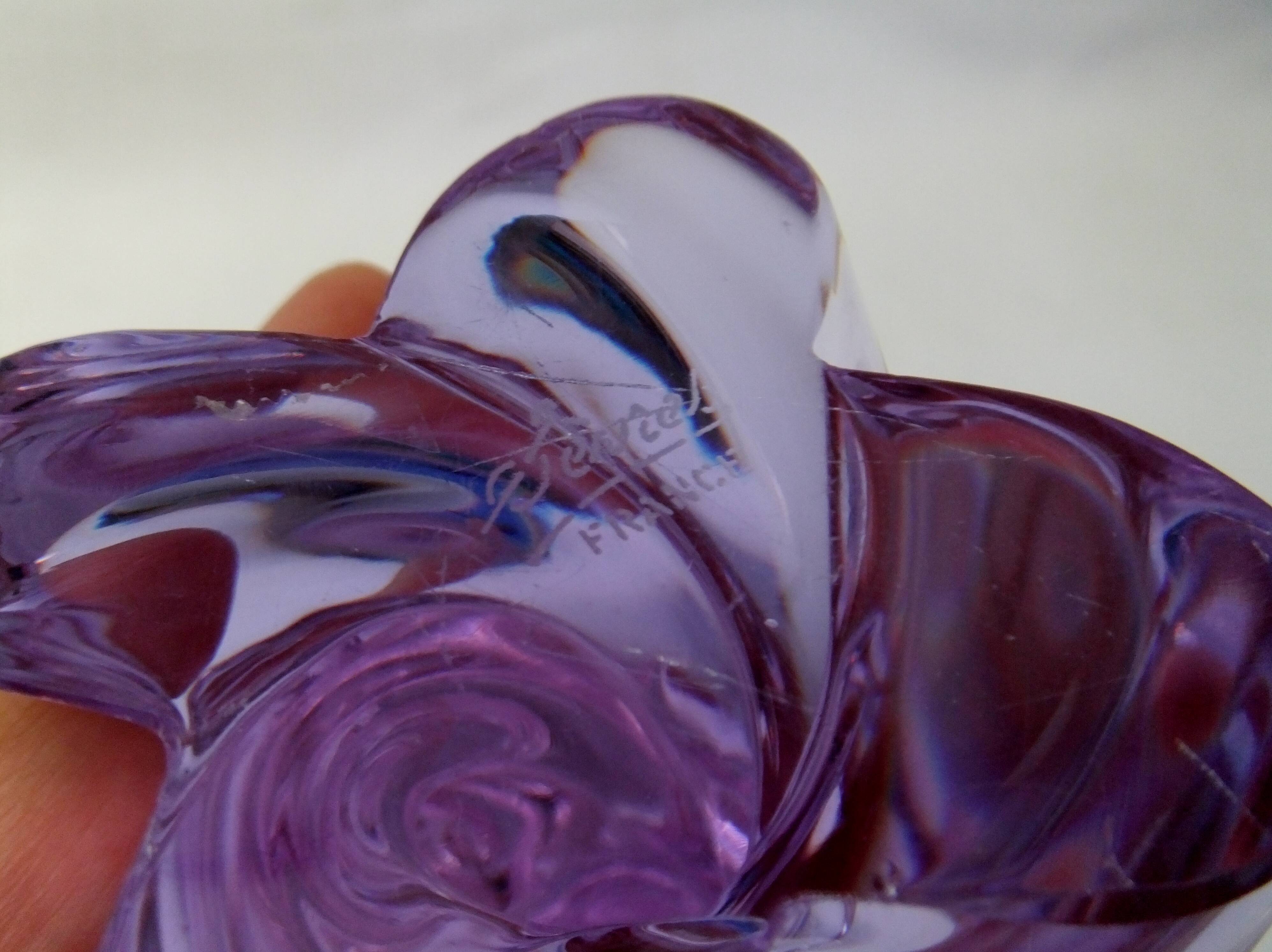 Sèvres crystal lamp signed Torsade purple foot