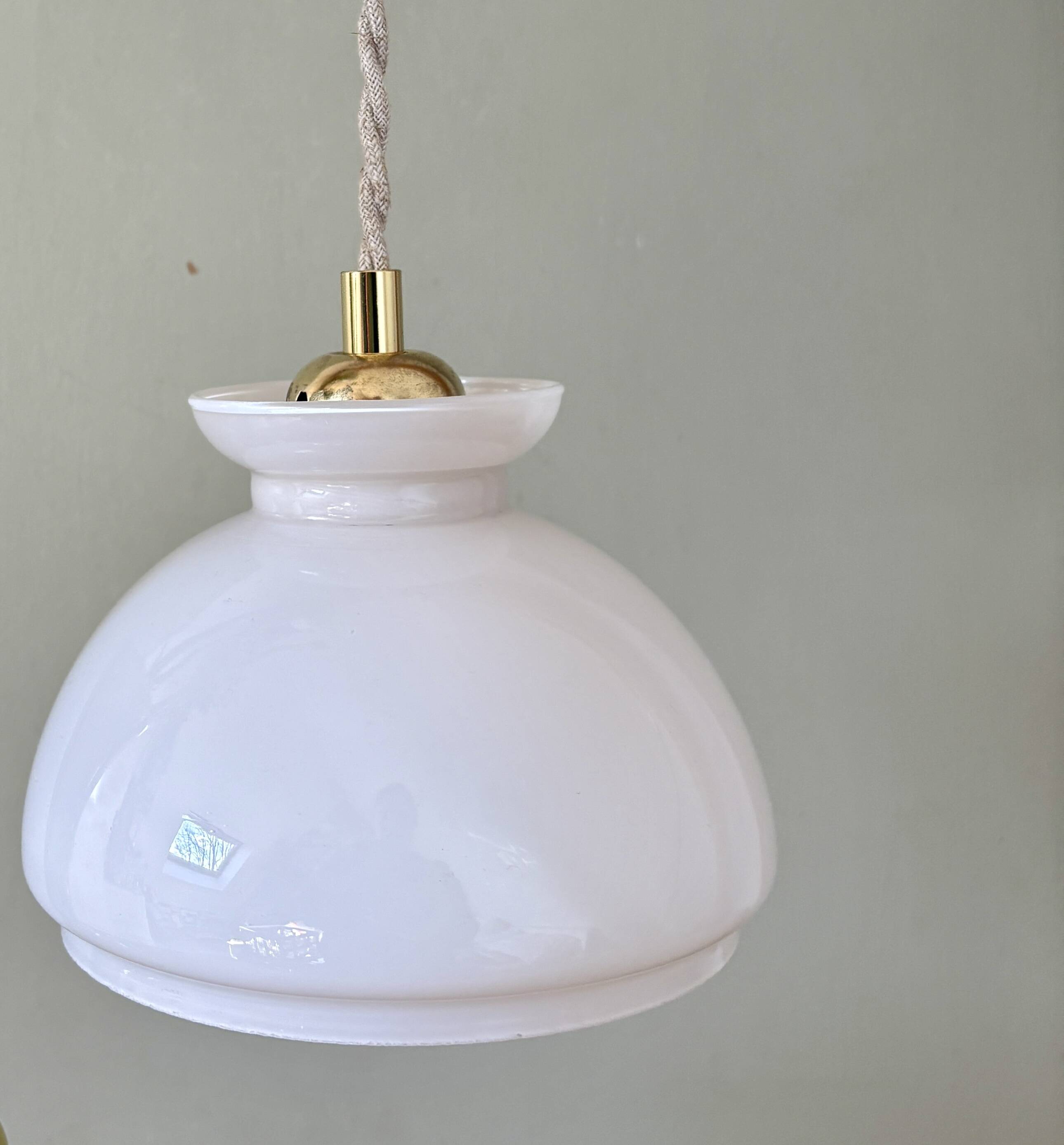 Vintage white opaline lampshade pendant light