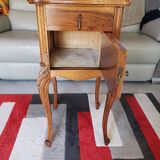Antique walnut and marble bedside table