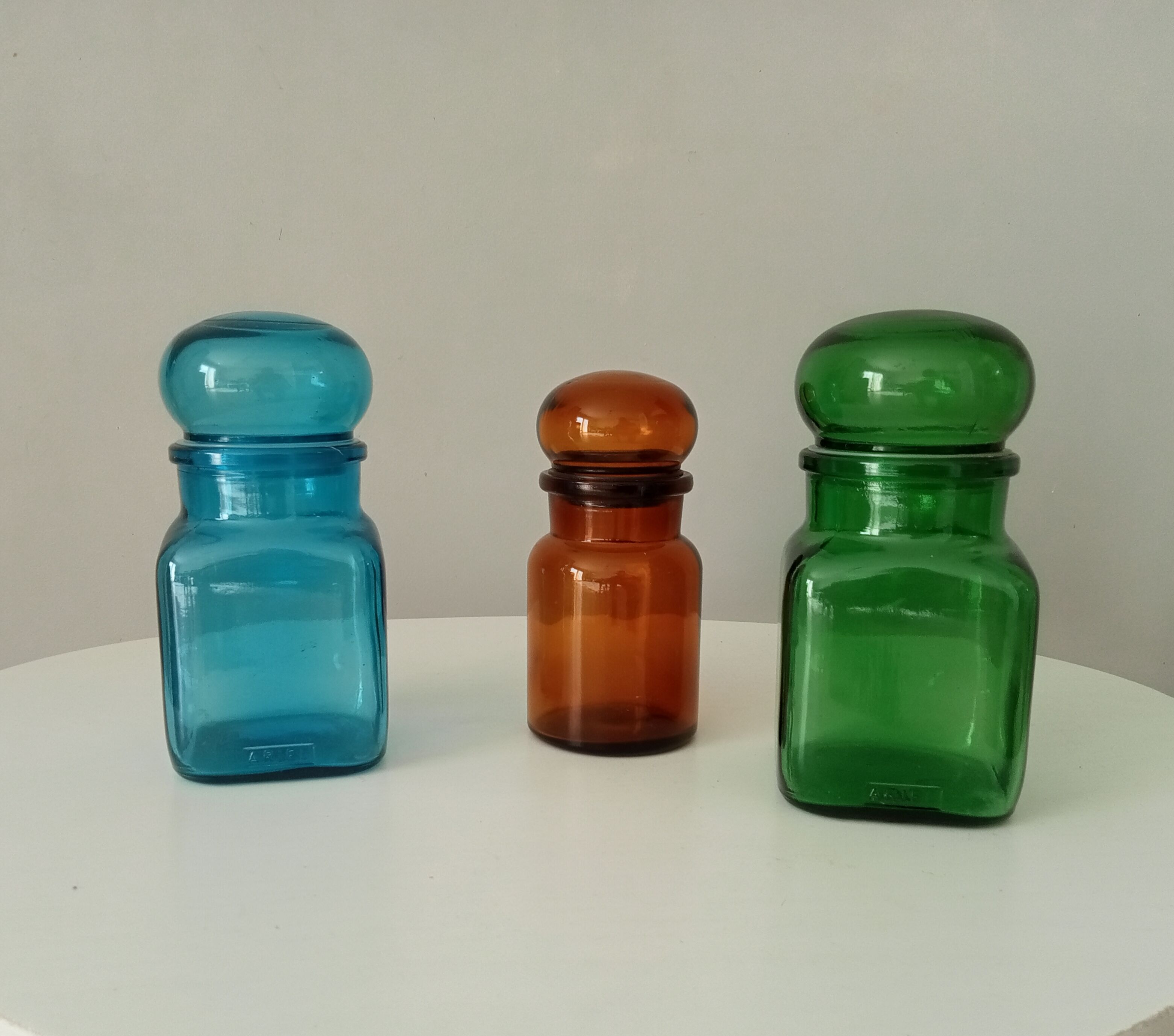 Set of 3 vintage jars 70s