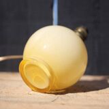Lampe verre jaune vintage, lampe boule jaune miel, lampe de table verre soufflé, lampe à poser