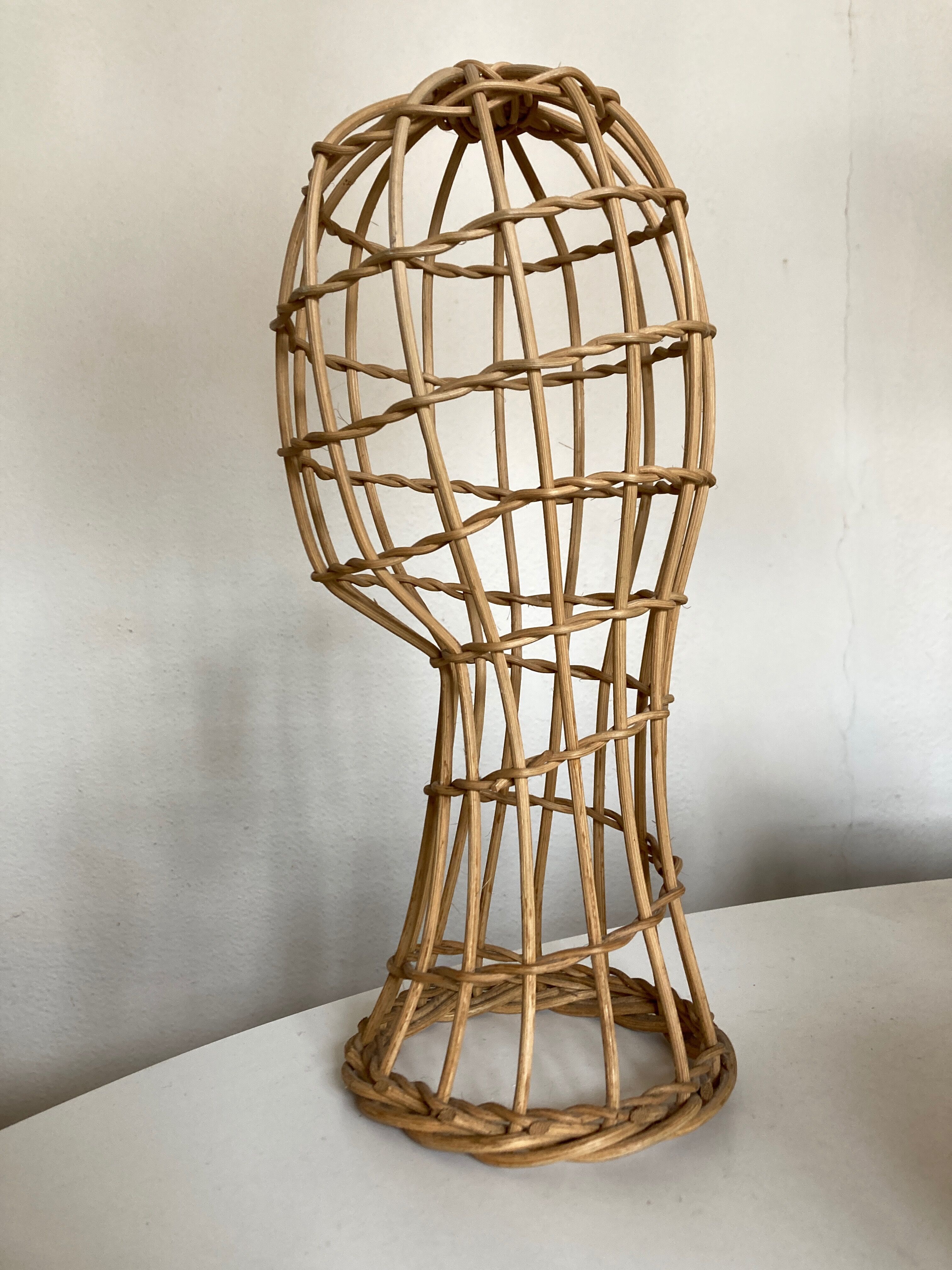 Rattan mannequin head 1960