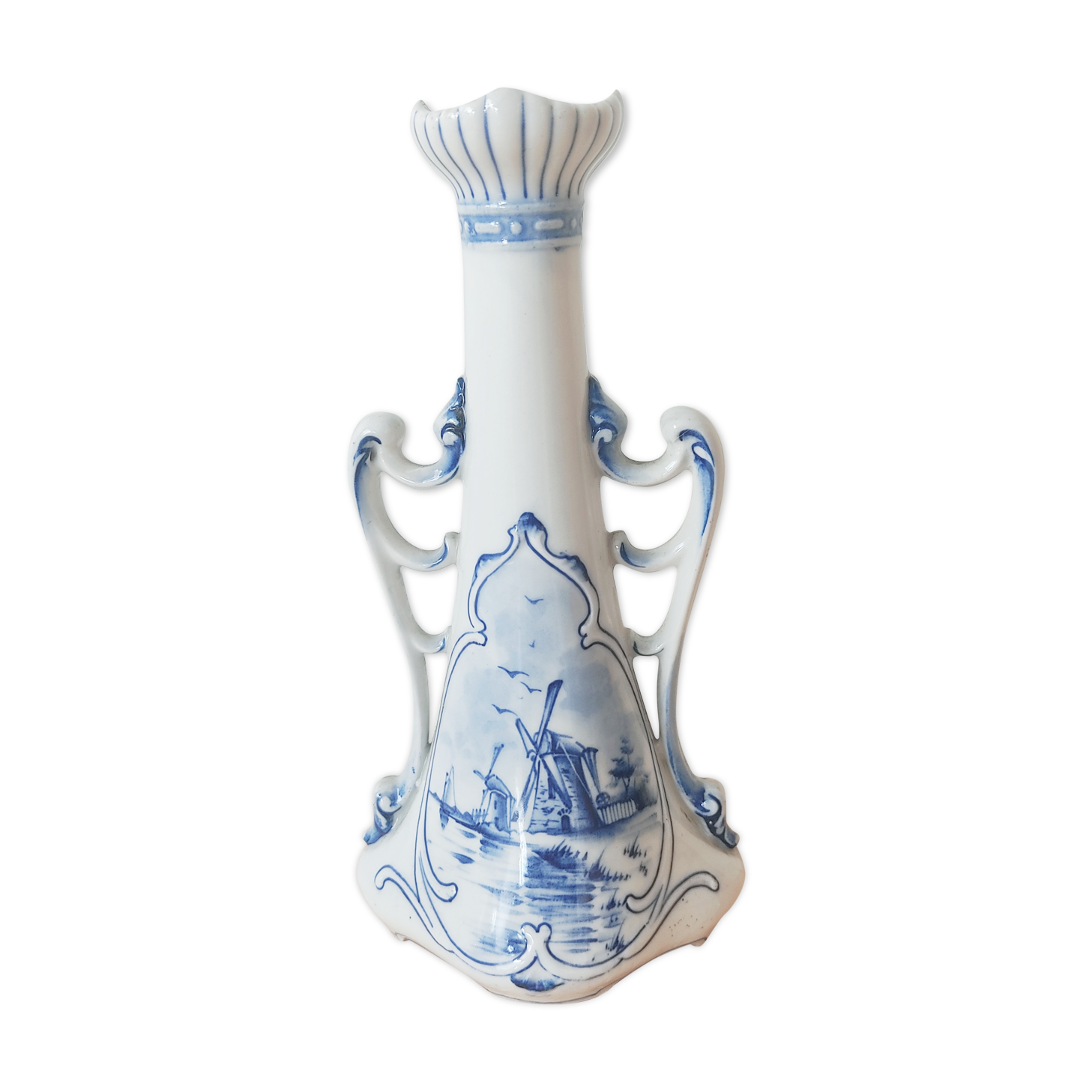 Bougeoir delft avec décor moulins