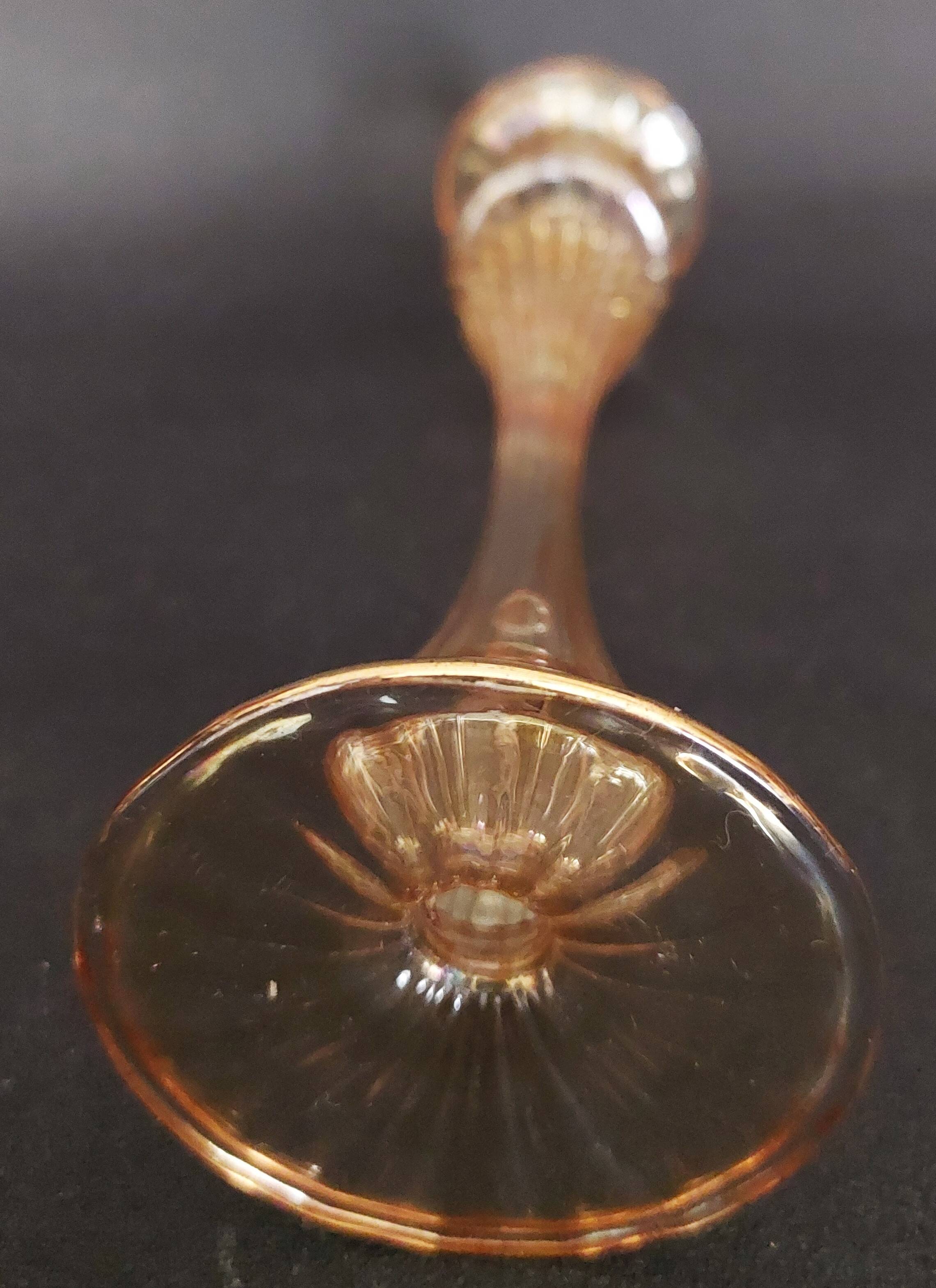 Vintage Murano transparent glass candle holder with gold threads
