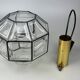 60s 70s ceiling lamp Glashütte Limburg Germany glass & brass Space Age
