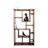 Asymmetrical bamboo and smoked glass shelf - 1970s