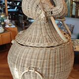 Old vintage rattan elephant head chest basket