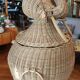Old vintage rattan elephant head chest basket
