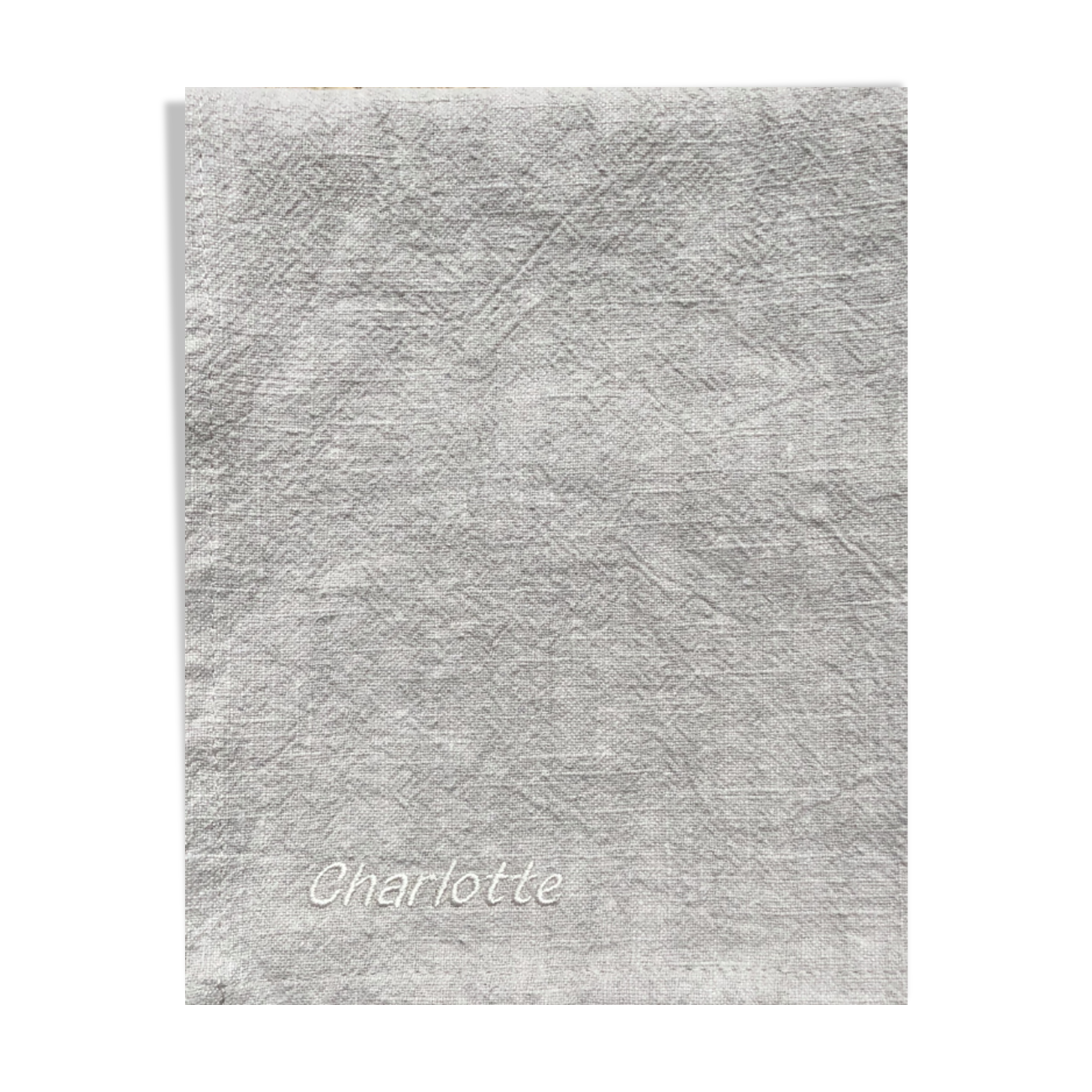 Natural washed linen napkin with embroidery