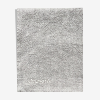 Natural washed linen towel embroidered