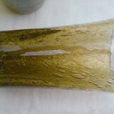 6 glasses and pitcher BIOT olive green bulled glass